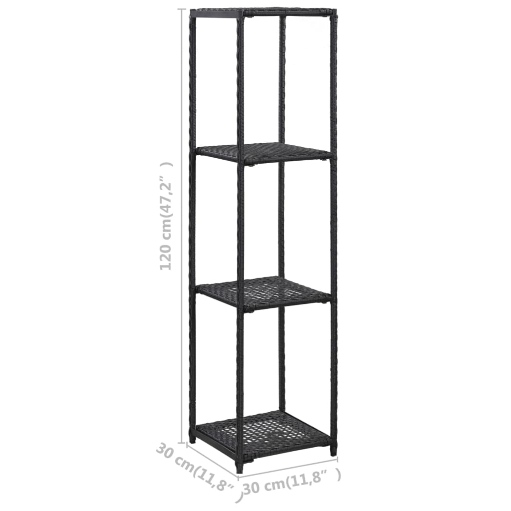 Storage Shelf | Black | Poly Rattan | 30x30x120 cm | Storage Shelf