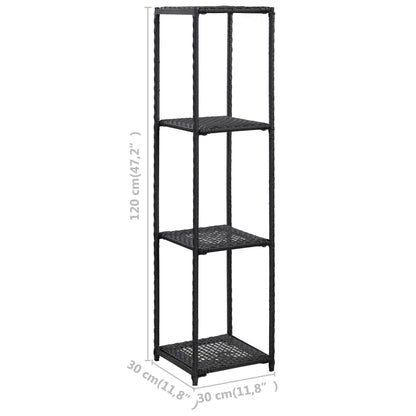 Storage Shelf | Black | Poly Rattan | 30x30x120 cm | Storage Shelf