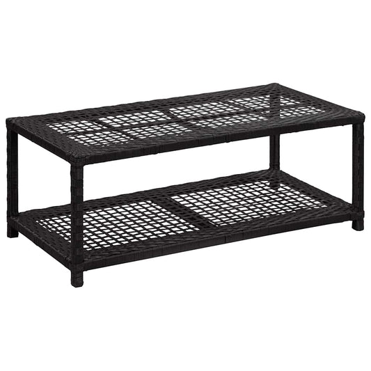 46978 vidaXL Shoe Bench Black 80x40x30 cm Poly Rattan