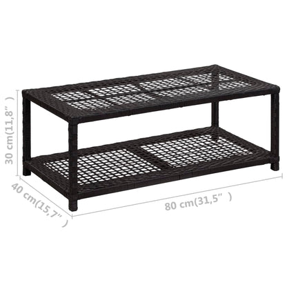 Shoe Bench Black 80x40x30 cm Poly Rattan