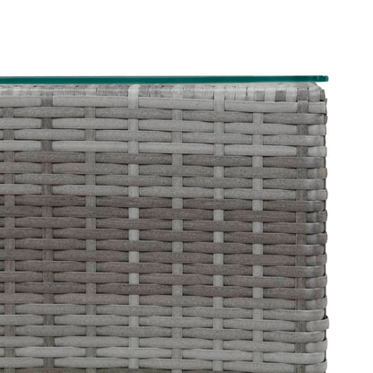 Side Table with Glass Top Grey 35x35x52 cm Poly Rattan