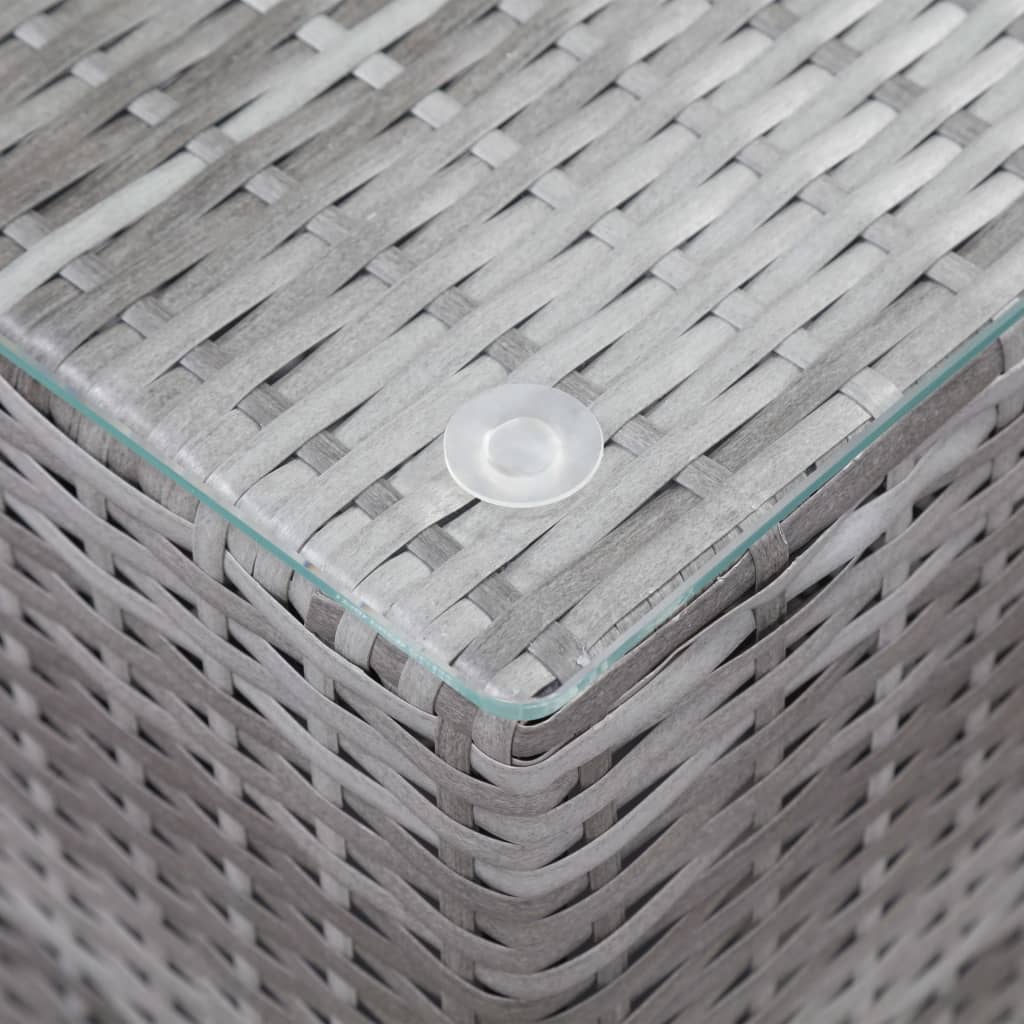 Side Table with Glass Top Grey 35x35x52 cm Poly Rattan