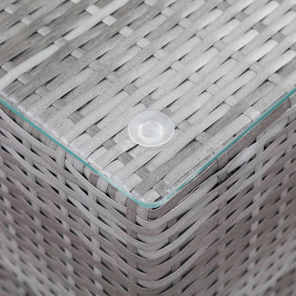 Side Table with Glass Top Grey 35x35x52 cm Poly Rattan