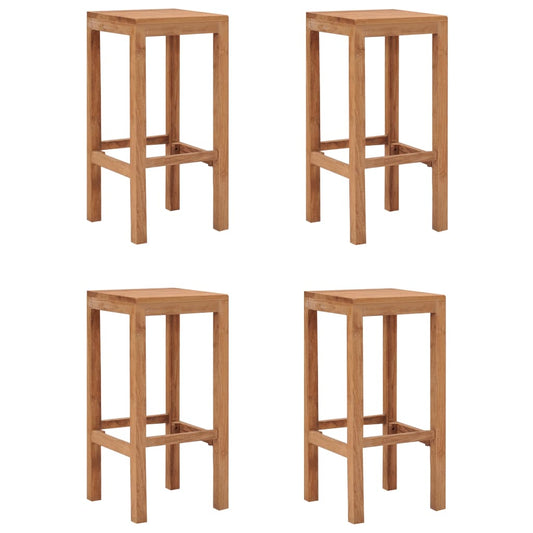 Bar Stool | Set of 4 | Natural Wood | Solid Teak Wood | Durable