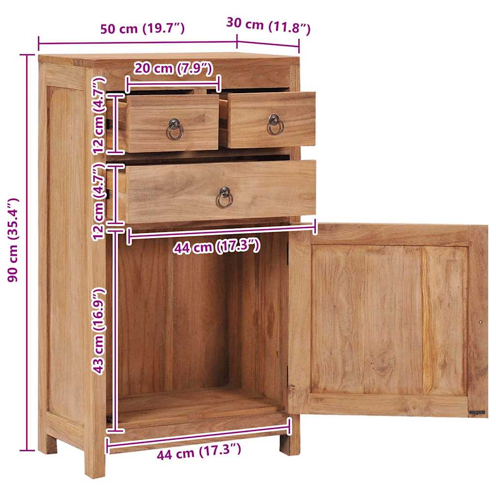 287237 vidaXL Sideboard 50x30x90 cm Solid Teak Wood