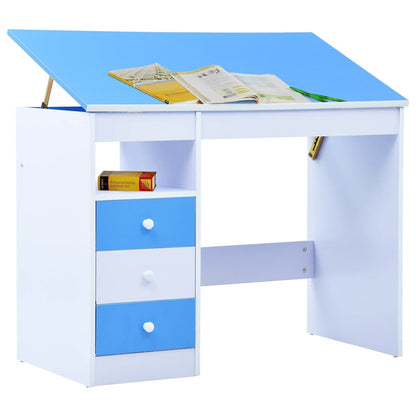 287446 vidaXL Children Drawing Study Desk Tiltable Blue and White
