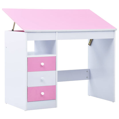 287447 vidaXL Children Drawing Study Desk Tiltable Pink and White