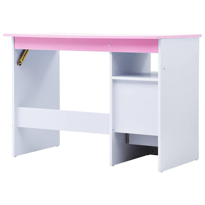 287447 vidaXL Children Drawing Study Desk Tiltable Pink and White