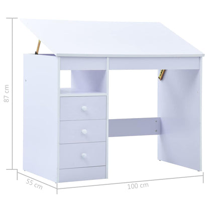 287448 vidaXL Children Drawing Study Desk Tiltable White