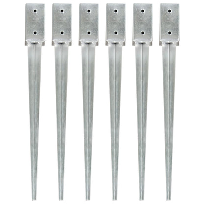 Ground Spikes 6 pcs Silver 7x7x75 cm Galvanised Steel