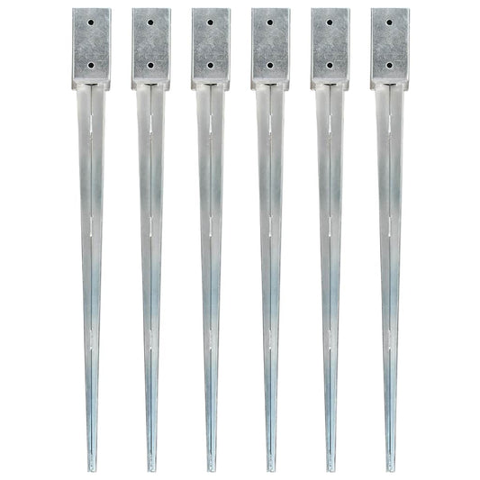 145405 vidaXL Ground Spikes 6 pcs Silver 7x7x90 cm Galvanised Steel