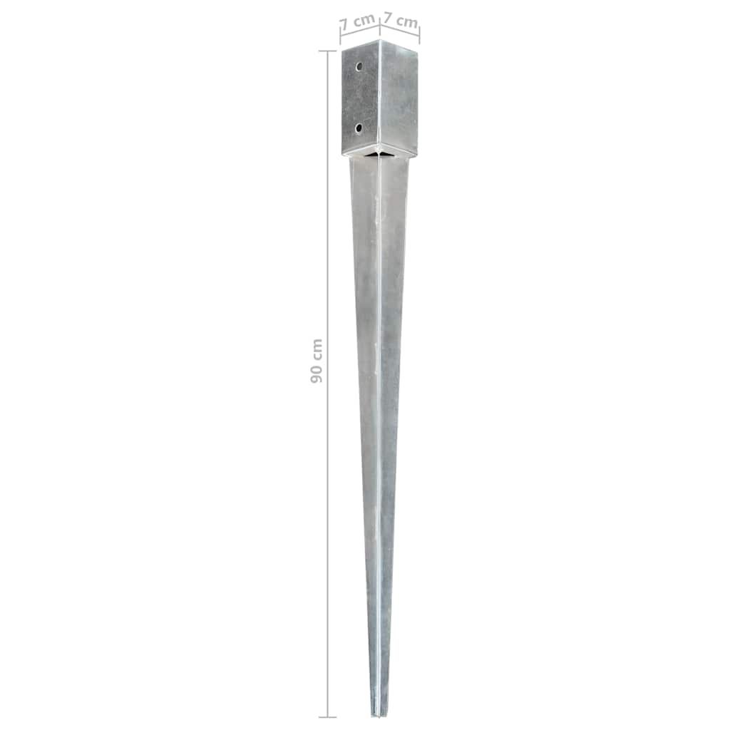 Ground Spikes 6 pcs Silver 7x7x90 cm Galvanised Steel