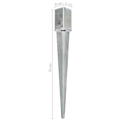 Ground Spikes 12 pcs Silver 8x8x76 cm Galvanised Steel
