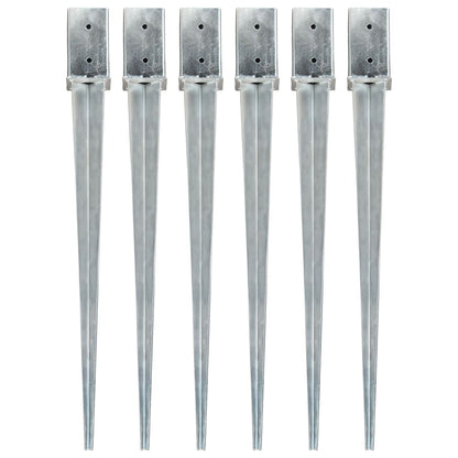 Ground Spikes 6 pcs Silver 8x8x91 cm Galvanised Steel