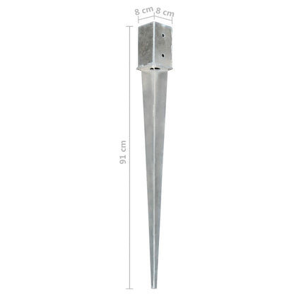 Ground Spikes 12 pcs Silver 8x8x91 cm Galvanised Steel