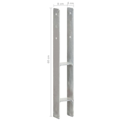 Fence Anchors 2 pcs Silver 8x6x60 cm Galvanised Steel