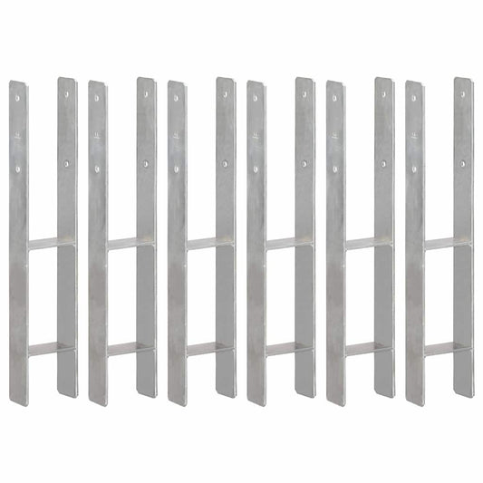 145303 vidaXL Fence Anchors 6 pcs Silver 10x6x60 cm Galvanised Steel