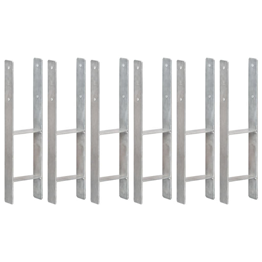 145309 vidaXL Fence Anchors 6 pcs Silver 14x6x60 cm Galvanised Steel