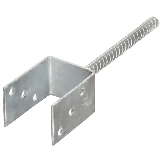 145312 vidaXL Fence Anchors 6 pcs Silver 7x6x30 cm Galvanised Steel