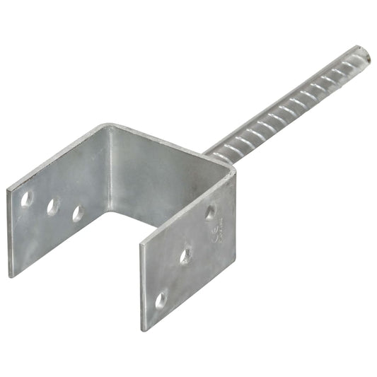 145316 vidaXL Fence Anchors 6 pcs Silver 9x6x30 cm Galvanised Steel