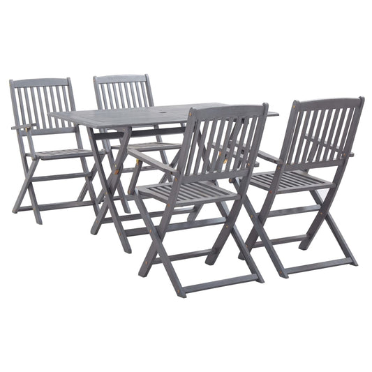 Garden Dining Set | Grey | Solid Acacia wood | Medium | Foldable