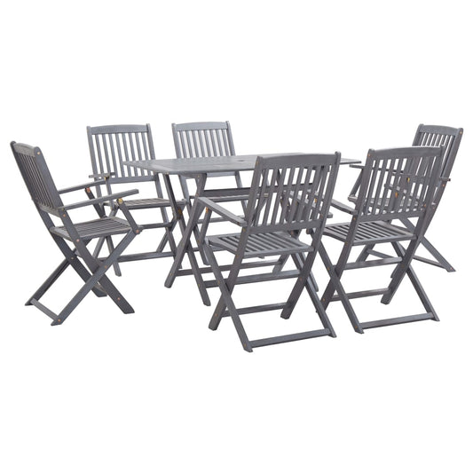 Garden Dining Set | Grey | Solid acacia wood | Medium | Foldable