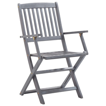 Garden Dining Set | Grey | Solid acacia wood | Medium | Foldable
