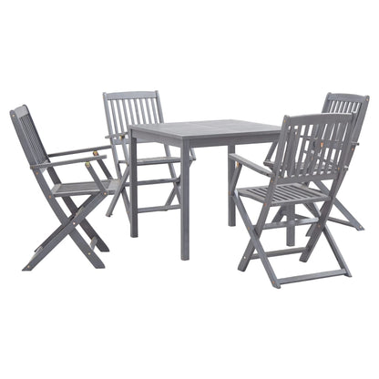 Garden Dining Set | Grey | Solid acacia wood | Medium | Foldable