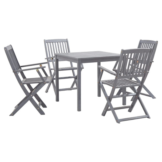 Garden Dining Set | Grey | Solid acacia wood | Medium | Foldable