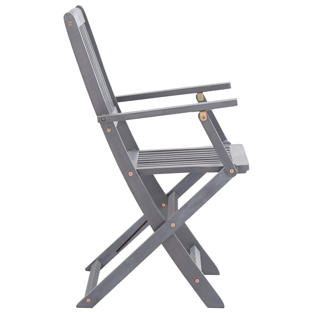 Garden Dining Set | Grey | Solid acacia wood | Medium | Foldable