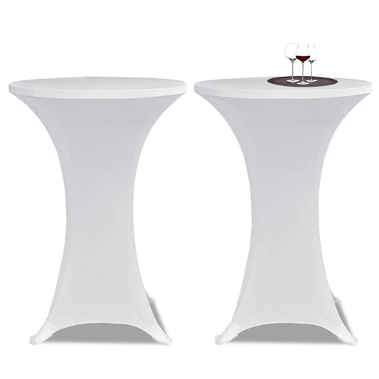Table Cover | Set of 4 | White | Polyester 90%, Elastane 10% | Ø80 cm