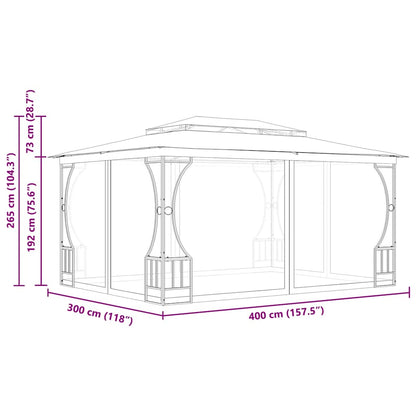 Gazebo with Nets 300x400x265 cm Cream