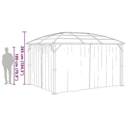 Gazebo with Curtains 400x300x265 cm Anthracite