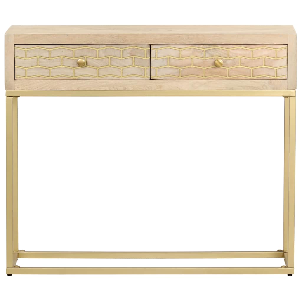 286505 vidaXL Console Table Gold 90x30x75 cm Solid Mango Wood