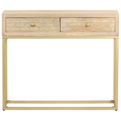 286505 vidaXL Console Table Gold 90x30x75 cm Solid Mango Wood