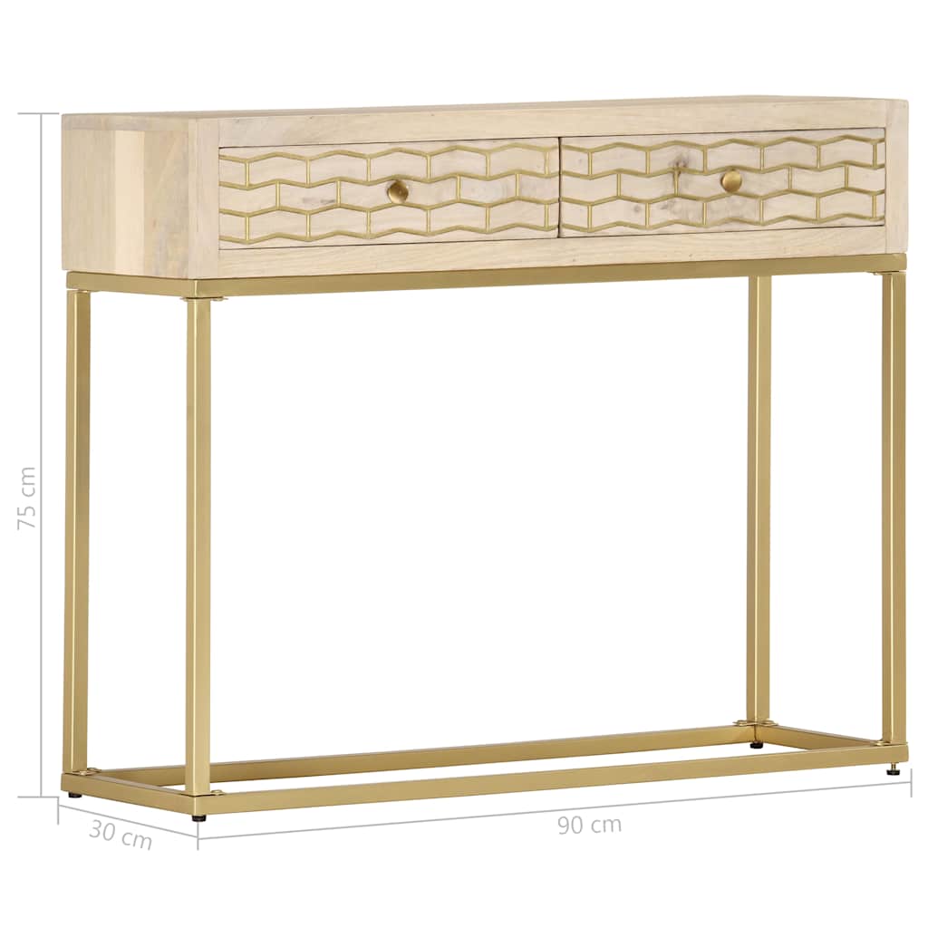 286505 vidaXL Console Table Gold 90x30x75 cm Solid Mango Wood