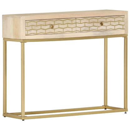 286505 vidaXL Console Table Gold 90x30x75 cm Solid Mango Wood