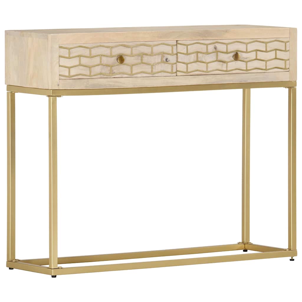 286505 vidaXL Console Table Gold 90x30x75 cm Solid Mango Wood