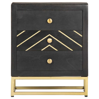 286517 vidaXL Bedside Cabinet Black and Gold 40x30x50 cm Solid Mango Wood