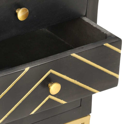 286517 vidaXL Bedside Cabinet Black and Gold 40x30x50 cm Solid Mango Wood