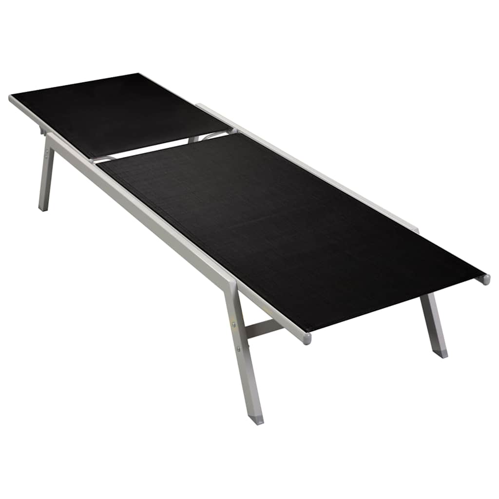 Sun Lounger | Black and Silver | Steel and Textilene | Standard