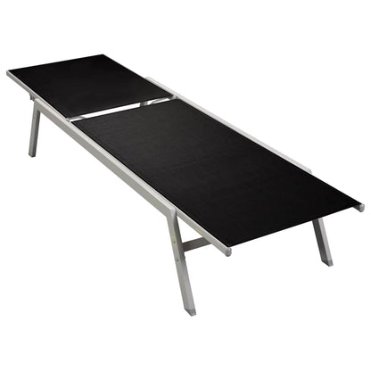 Sun Lounger | Black and Silver | Steel and Textilene | Standard