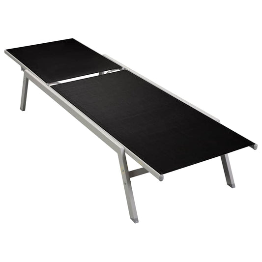 Sun Lounger | Black and Silver | Steel and Textilene | Standard