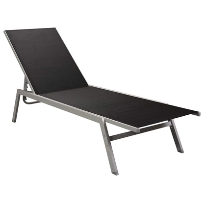 Sun Lounger | Black and Silver | Steel and Textilene | Standard