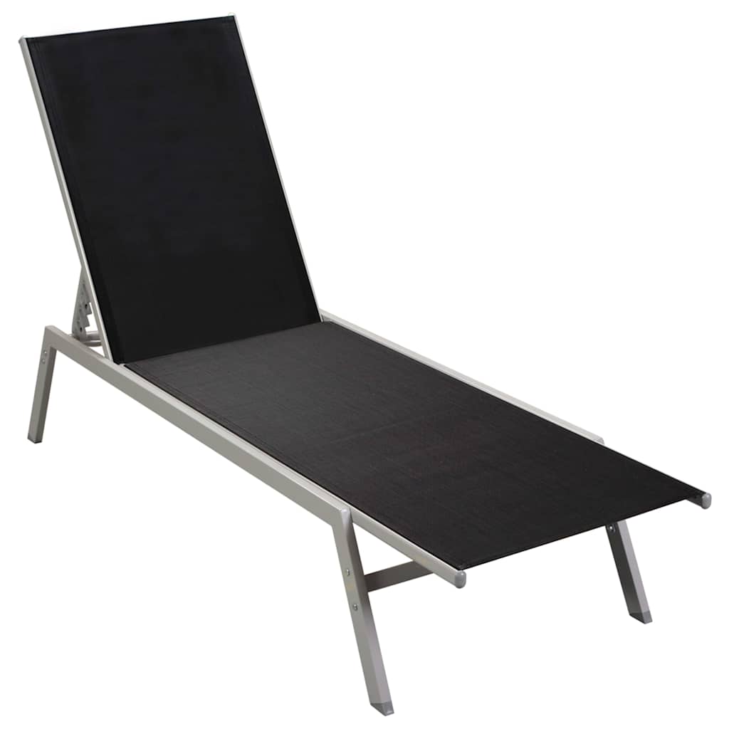 Sun Lounger | Black and Silver | Steel and Textilene | Standard