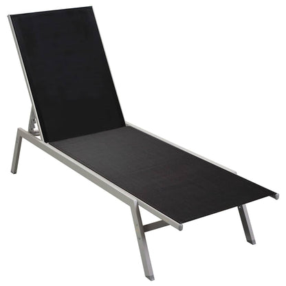 Sun Lounger | Black and Silver | Steel and Textilene | Standard