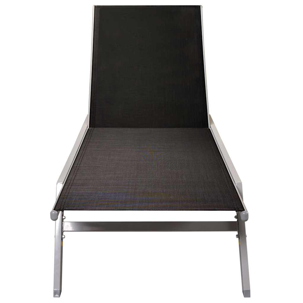 Sun Lounger | Black and Silver | Steel and Textilene | Standard