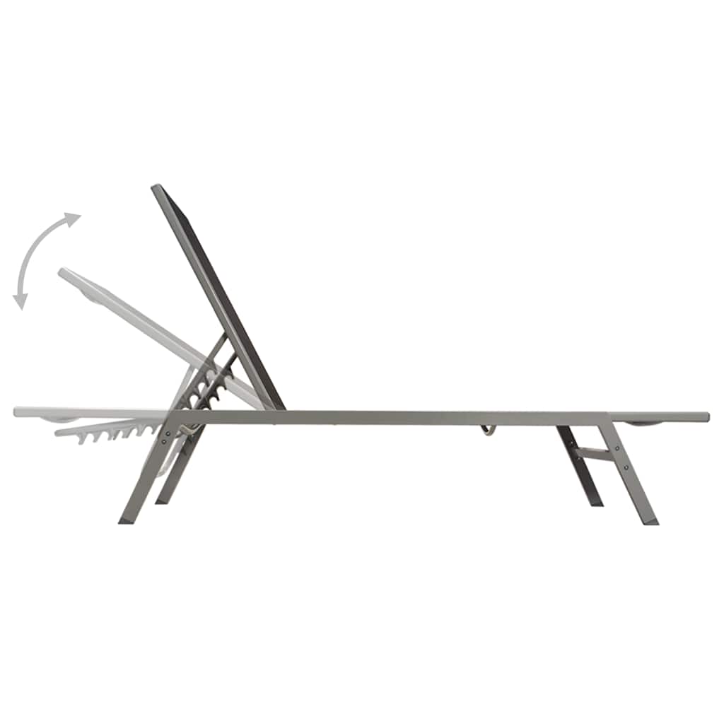 Sun Lounger | Black and Silver | Steel and Textilene | Standard