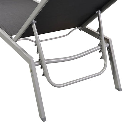 Sun Lounger | Black and Silver | Steel and Textilene | Standard