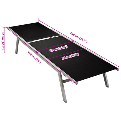 Sun Lounger | Black and Silver | Steel and Textilene | Standard